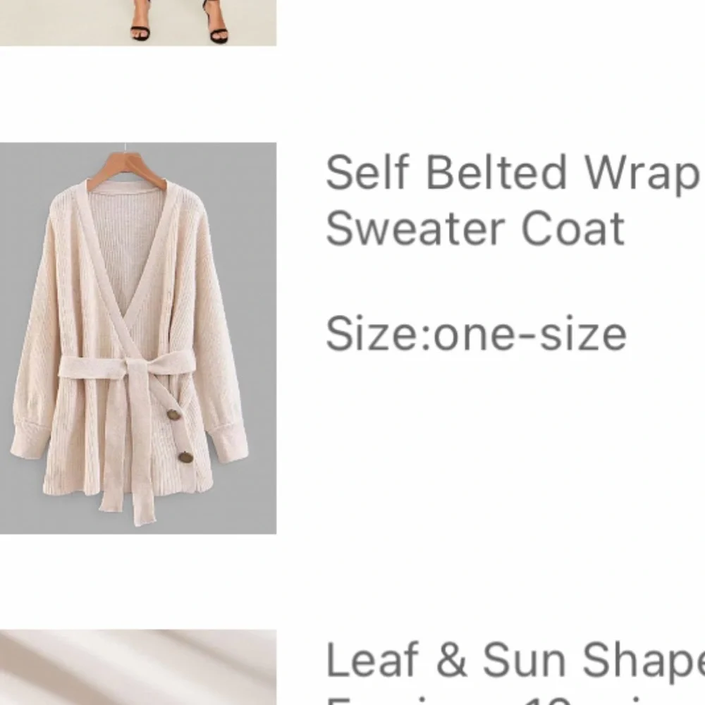 Cream wrap sweater with belt and gold details - Picture 2 of 6